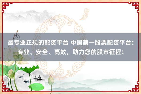 最专业正规的配资平台 中国第一股票配资平台：专业、安全、高效，助力您的股市征程！
